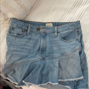 Alice + Olivia Light Blue Denim Jean Skirt with Red Accents